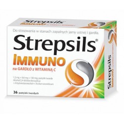 Strepsils Immuno na gardło z witaminą C pastylki 36 past.