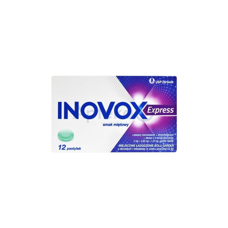 Inovox Express smak miętowy 12 pastylek do ssania