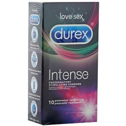 Durex Intense prezerwatywy prążkowane z wypustkami i żelem stymulującym 10 sztuk