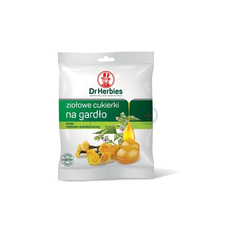 Dr Herbies ziołowe cukierki na gardło smak miętowo-euakaliptusowy 70 g