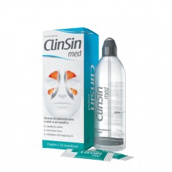 ClinSin Med Zestaw do płukania nosa i zatok w postaci miękkiej butelki zakończonej ergonomicznym aplikatorem oraz 16 saszetek