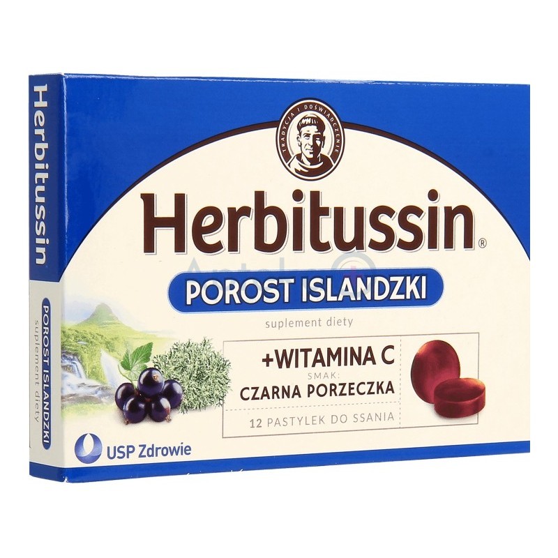 Herbitussin Porost islandzki + witamina C  pastylek do ssania 12 past.
