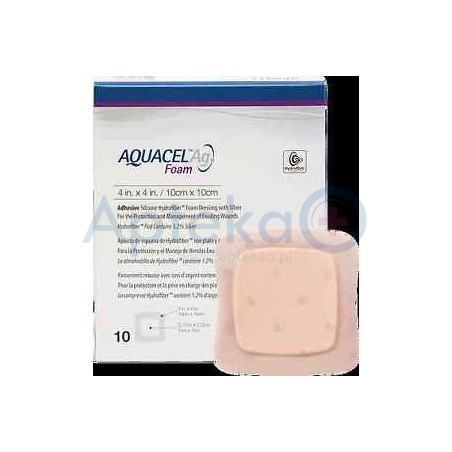 AQUACEL Ag Foam Adhesive przylepny antybakteryjny opatrunek piankowy na rany 10cm x 10cm 1szt.