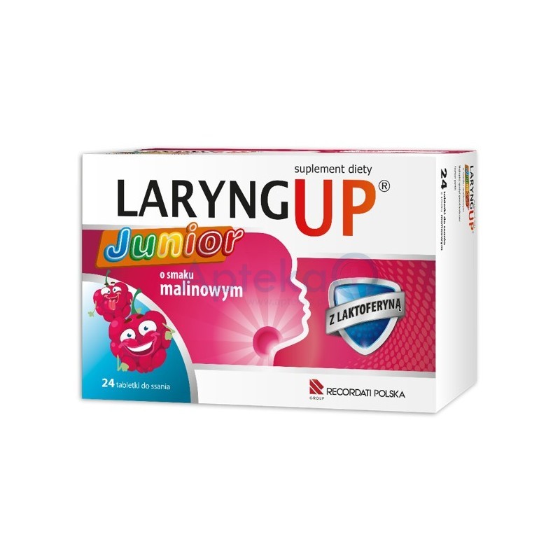 Laryng Up Junior tabletki do ssania o smaku malinowym 24 tabl.