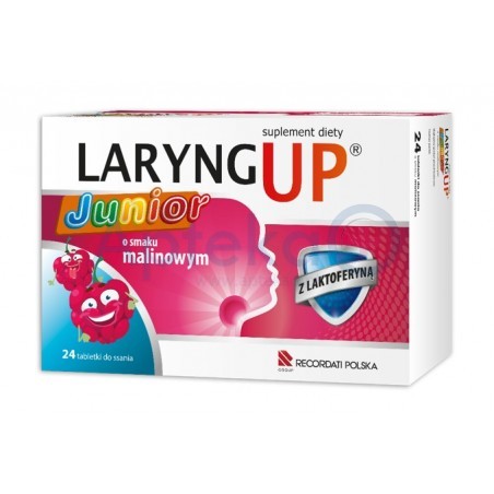 Laryng Up Junior tabletki do ssania o smaku malinowym 24 tabl.