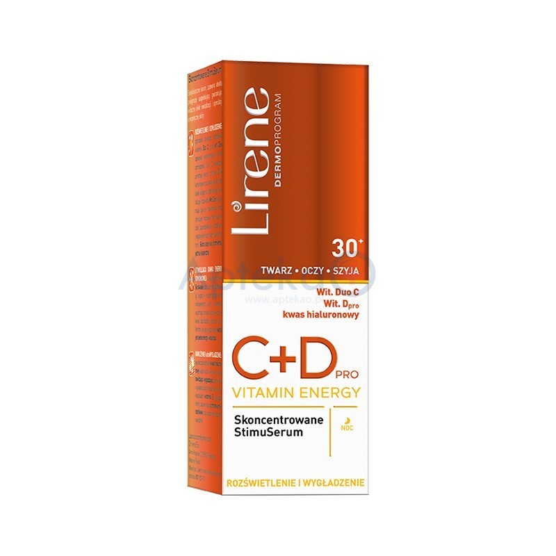 Lirene C+Dpro Vitamin Energy 30+ Skoncentrowane StimuSerum na twarz, szyję, dekolt na noc 30ml