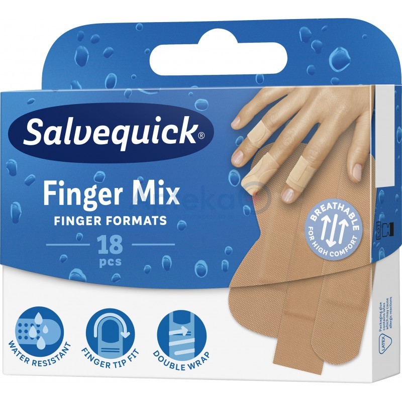 Salvequick Finger Mix plaster różne rozmiary 18szt.