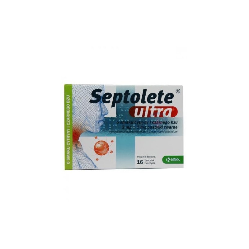 Septolete Ultra o smaku cytryny i czarnego bzu 16 pastylek do ssania