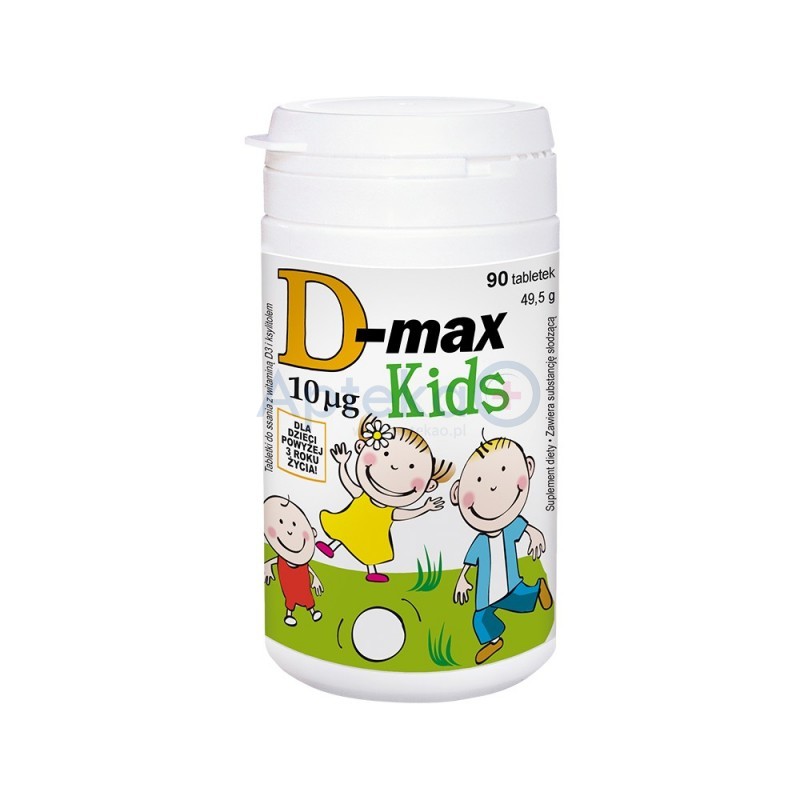 D-MAX Kids 400j.m. tableteki do ssania o smaku gruszkowym 90tabl.