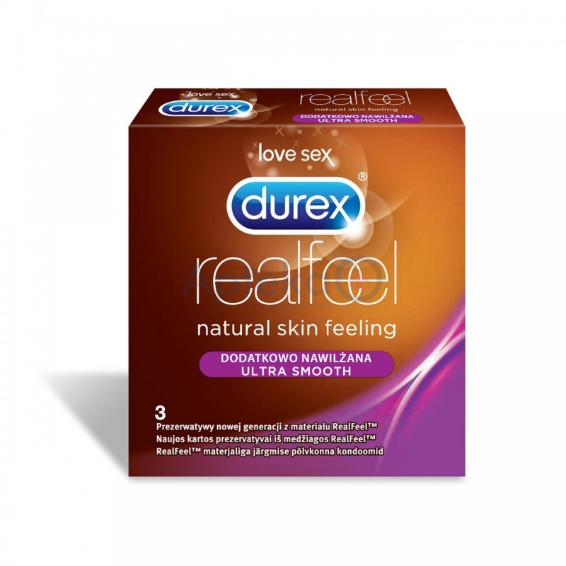 Durex Real Feel Dodatkowo Nawilżane prezerwatywy 3szt.