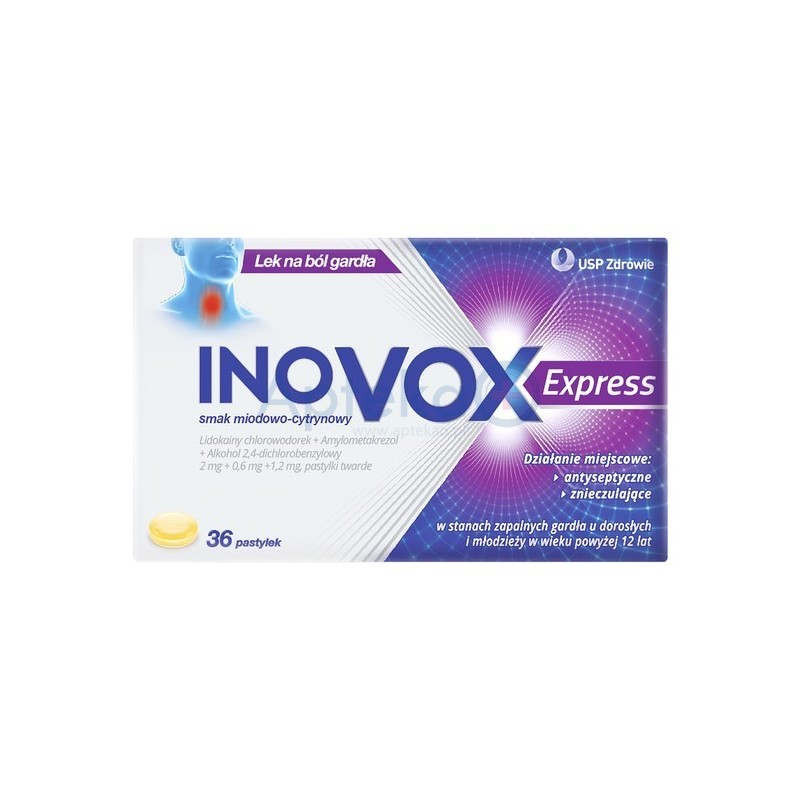 Inovox Express smak miodowo-cytrynowy 36 pastylki do ssania