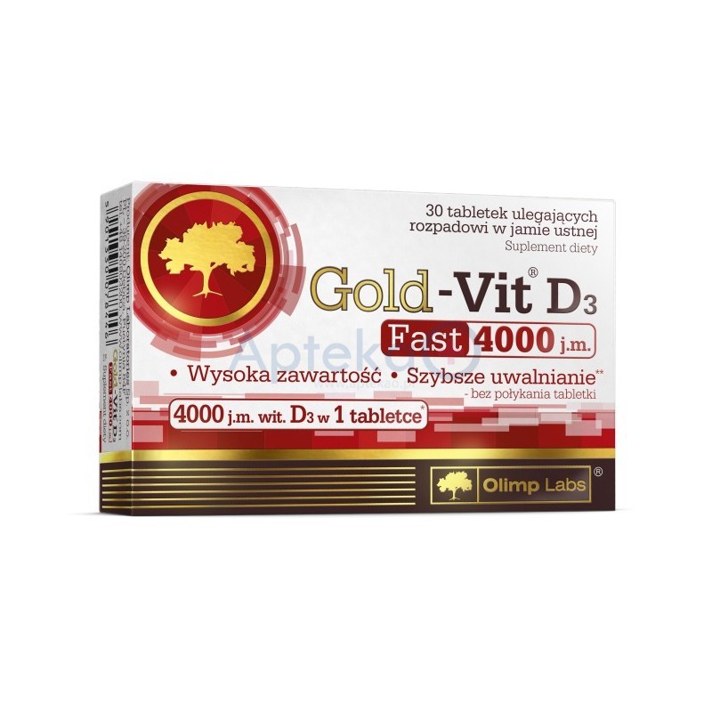Gold-Vit D3 4000j.m. Fast tabletki ulegających rozpadowi w jamie ustnej 30tabl.