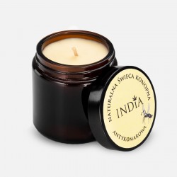 India Świeca antykomarowa z naturalnego wosku sojowego z olejem konopnym o zapachu paczuli 90g