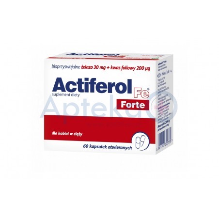 Actiferol Fe FORTE bioprzyswajalne żelazo 30 mg + foliany 200 mcg 60 kapsułek