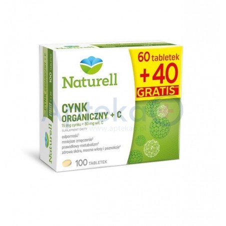 Naturell Cynk organiczny + C tabletki 100 tabl.