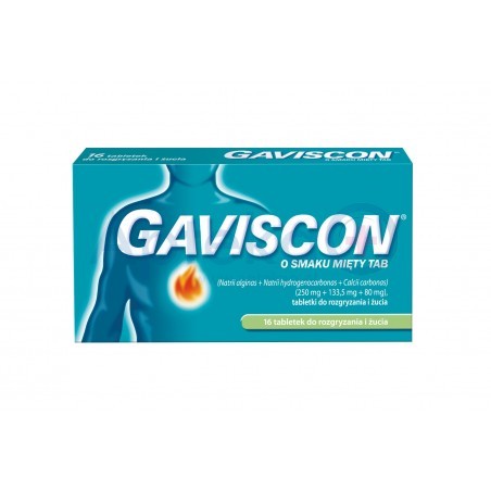 Gaviscon o smaku miętowym tabletki do rozgryzania i żucia 16 tabl.