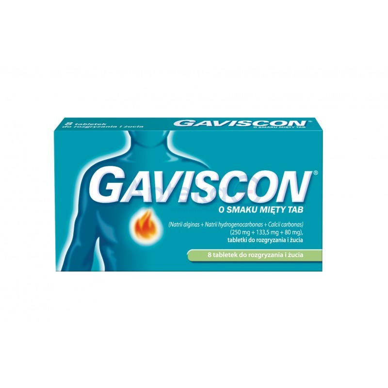 Gaviscon o smaku miętowym tabletki do rozgryzania i żucia 8 tabl.