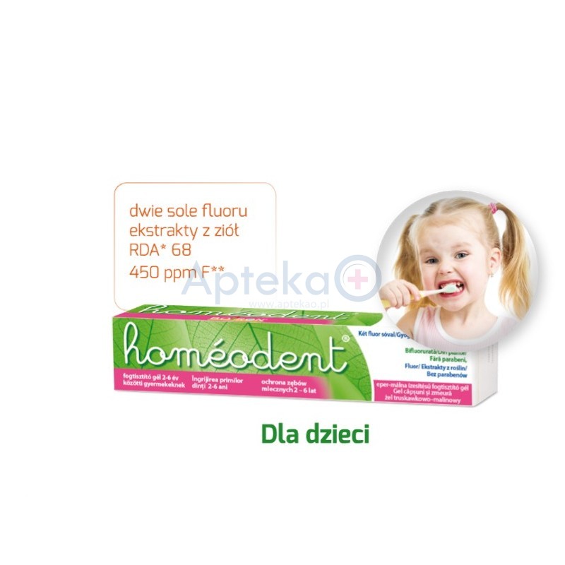 Homeodent Dla Dzieci ochrona zebów mlecznych 2-6 lat żel do zębów 50 ml