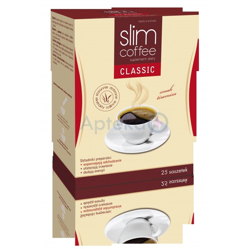 Slim Coffee Classic kawa wyszczuplająca smak tiramisu 25 saszetek 150g  