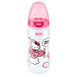 Nuk Hello Kitty Butelka 300 ml z anatomicznym antykolkowym silikonowym smoczkiem rozmiar 1 M (do mleka) 1 op.