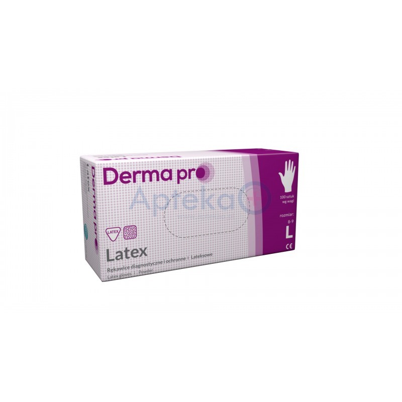 Rękawice diagnostyczne i ochronne Derma Pro Latex L 8-9 ( PASO ) lateksowe pudrowane x 100 szt.