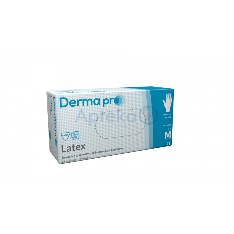 Rękawice diagnostyczne i ochronne Derma Pro Latex M 7-8 ( PASO ) lateksowe pudrowane x 100 szt.