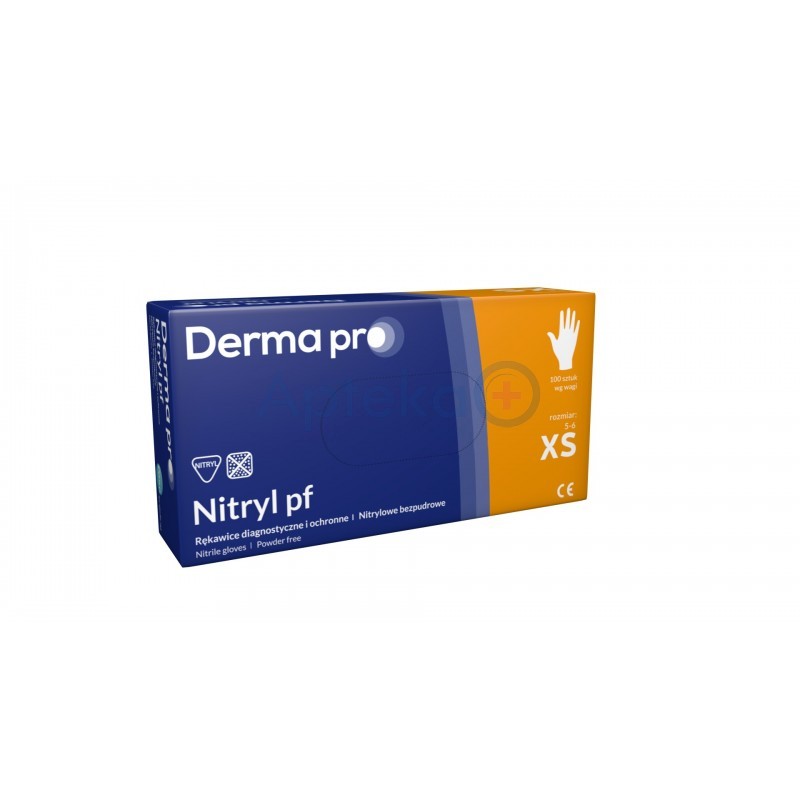 Rękawice diagnostyczne i ochronne Derma Pro Nitryl pf XS 5-6 ( PASO ) nitrylowe bezpudrowe x 100 szt.