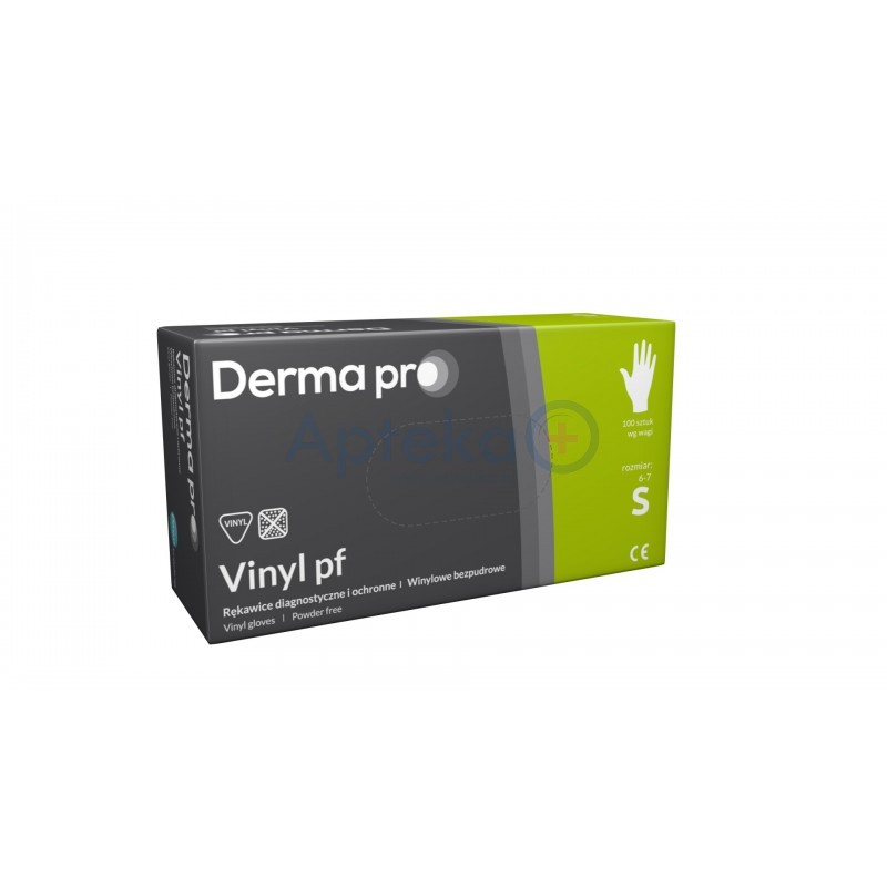 Rękawice diagnostyczne i ochronne Derma Pro Vinyl pf S 6-7 ( PASO ) winylowe bezpudrowe x 100 szt.
