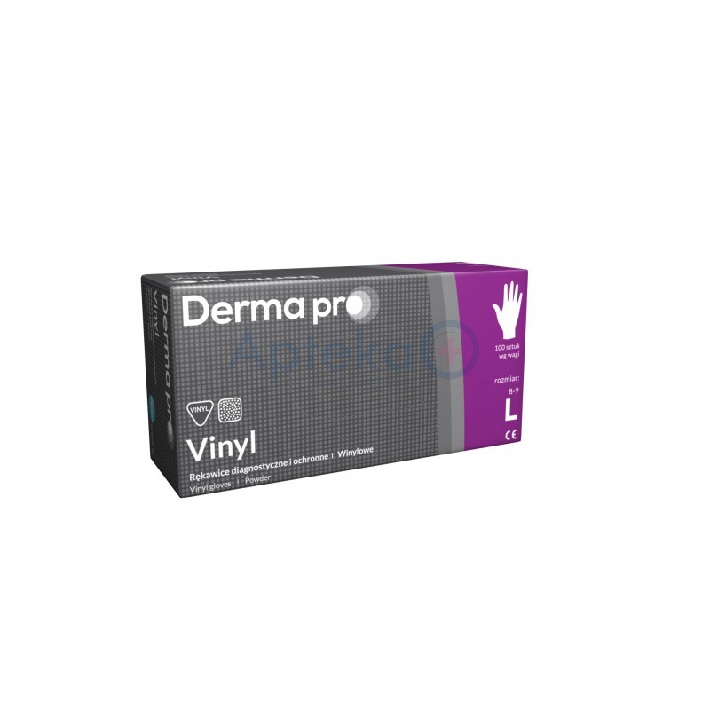 Rękawice diagnostyczne i ochronne Derma Pro Vinyl L 8-9 ( PASO ) winylowe pudrowane x 100 szt.