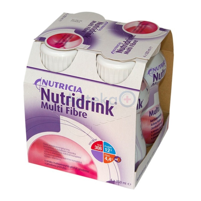 Nutridrink Multi Fibre o smaku truskawkowym 4 x 200 ml 