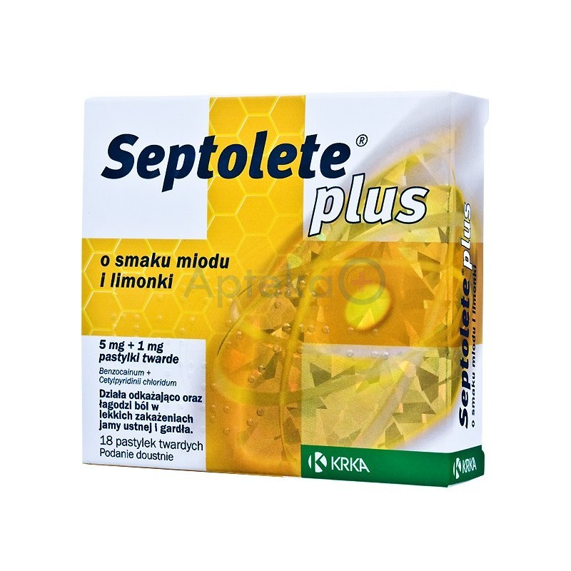 Septolete Plus o smaku miodu i limonki pastylki 18 past.