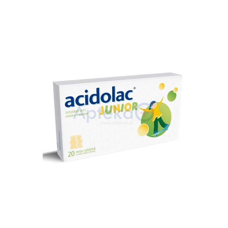 Acidolac Junior misio-tabletki o smaku białej czekolady 20 tabl.