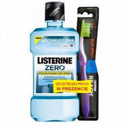 Listerine Zero płyn do płukania jamy ustnej 500 ml + Listerine Dual Effect szczoteczka miękka 1szt. GRATIS