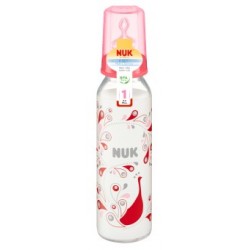 Nuk Classic Butelka szklana 230 ml z silikonowym smoczkiem rozmiar 1 M (do mleka) 1 op.