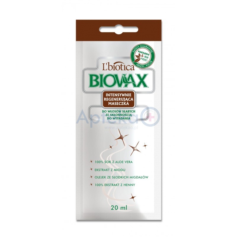 Biovax Intensywnie Regenerująca Maseczka do włosów słabych ze skłonnością do wypadania 20 ml 1 sasz.