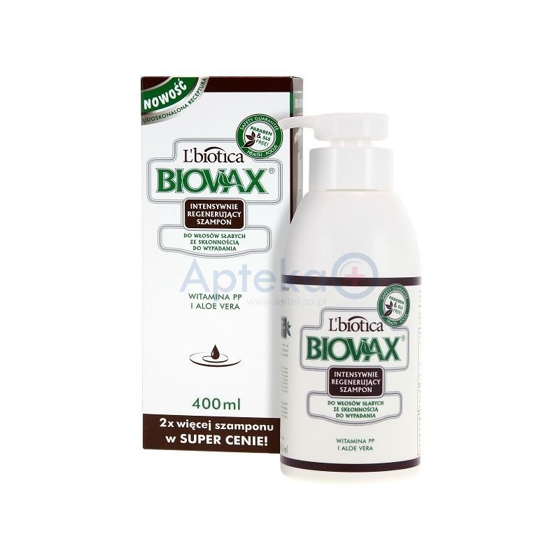 Biovax Intensywnie Regenerująca Szampon do włosów słabych ze skłonnością do wypadania 400 ml 