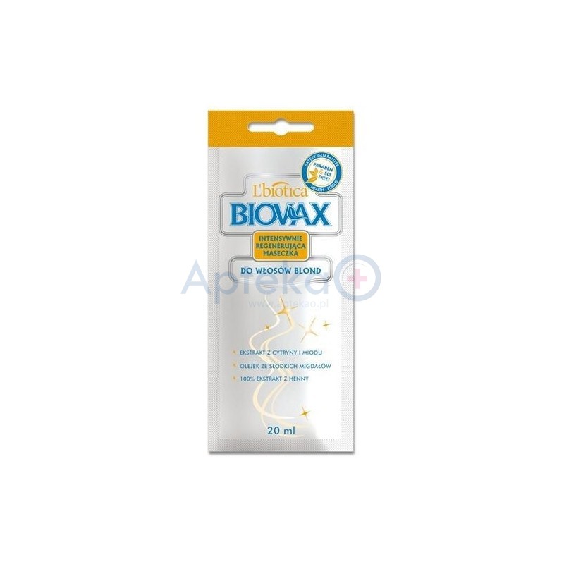 Biovax Intensywnie Regenerująca Maseczka do włosów blond 20 ml 1 sasz.