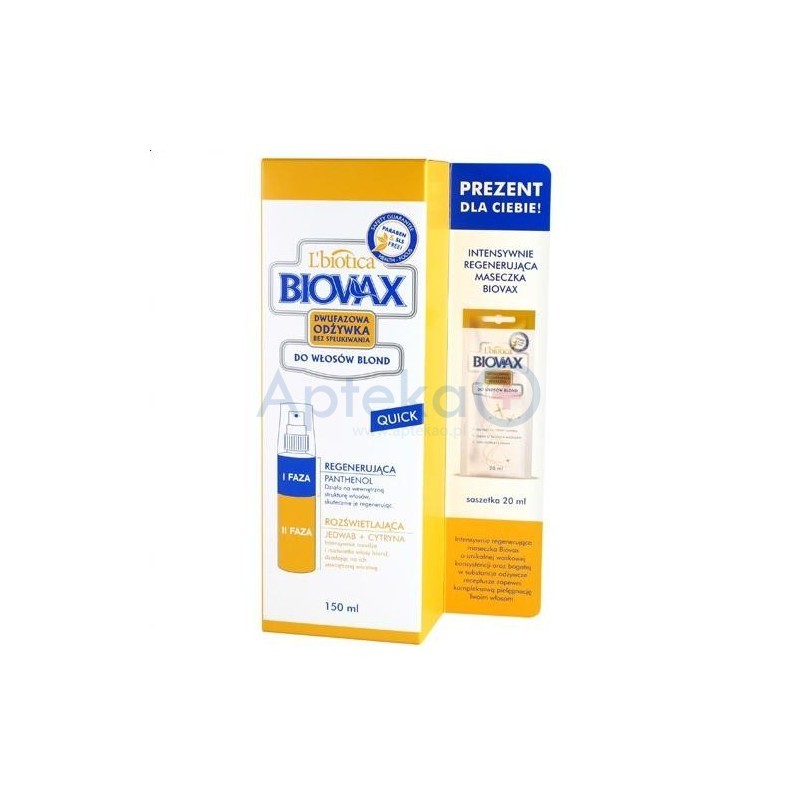 Biovax Intensywnie Regenerująca Odżywka dwufazowa bez spłukiwania  do włosów blond 150 ml 