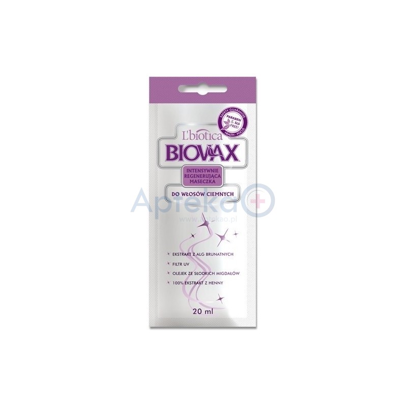 Biovax Intensywnie Regenerująca Maseczka do włosów ciemnych 20 ml 1 sasz.