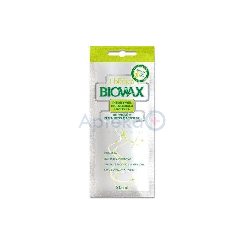 Biovax Intensywnie Regenerująca Maseczka do włosów przetłuszczających się 20 ml 1 sasz.