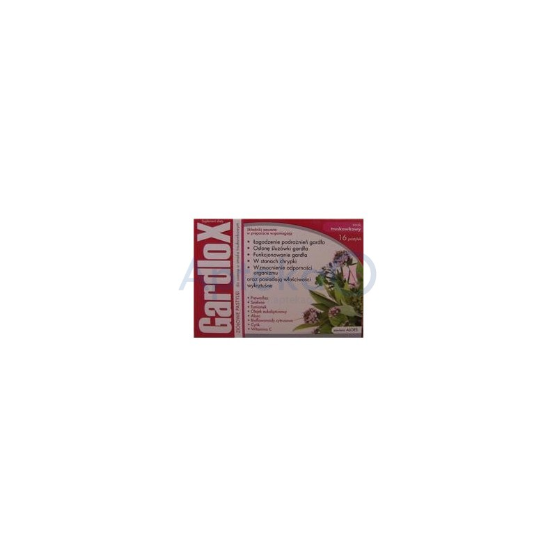 Gardlox pastylki ziołowe o smaku truskawkowym 16 sztuk