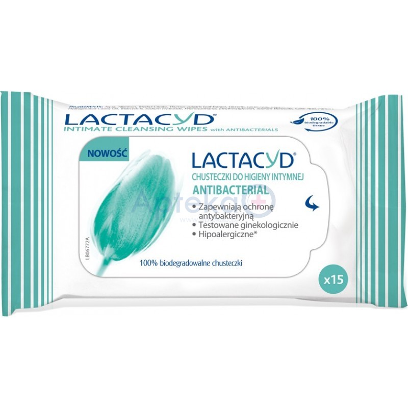 Lactacyd Femina Antibacterial chusteczki do hig. intymnej 15szt.