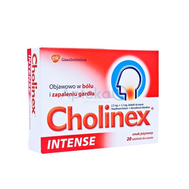 Cholinex Intense tabletki do ssania o smaku jeżynowym 20 tabl.