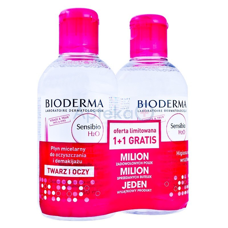 Bioderma Sensibio H2O płyn micelarny 250ml + Bioderma Sensibio H2O płyn micelarny 250ml GRATIS