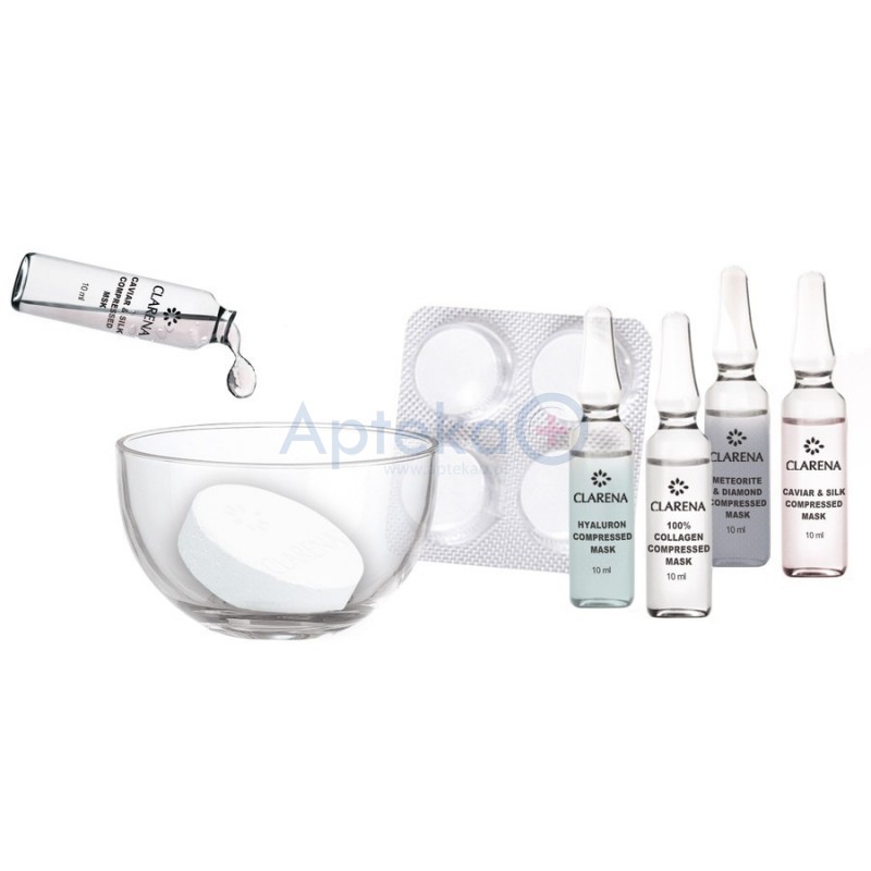 Clarena 4 Professional Beauty Therapy 4 rodzaje serum aplikowane przez maskę skompresowaną w tabletkach 1op.